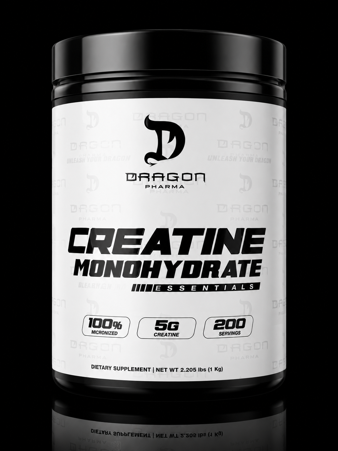 Dragon Pharma Creatina Monohidratada – 1 kg | 200 Servicios | Sin Sabor