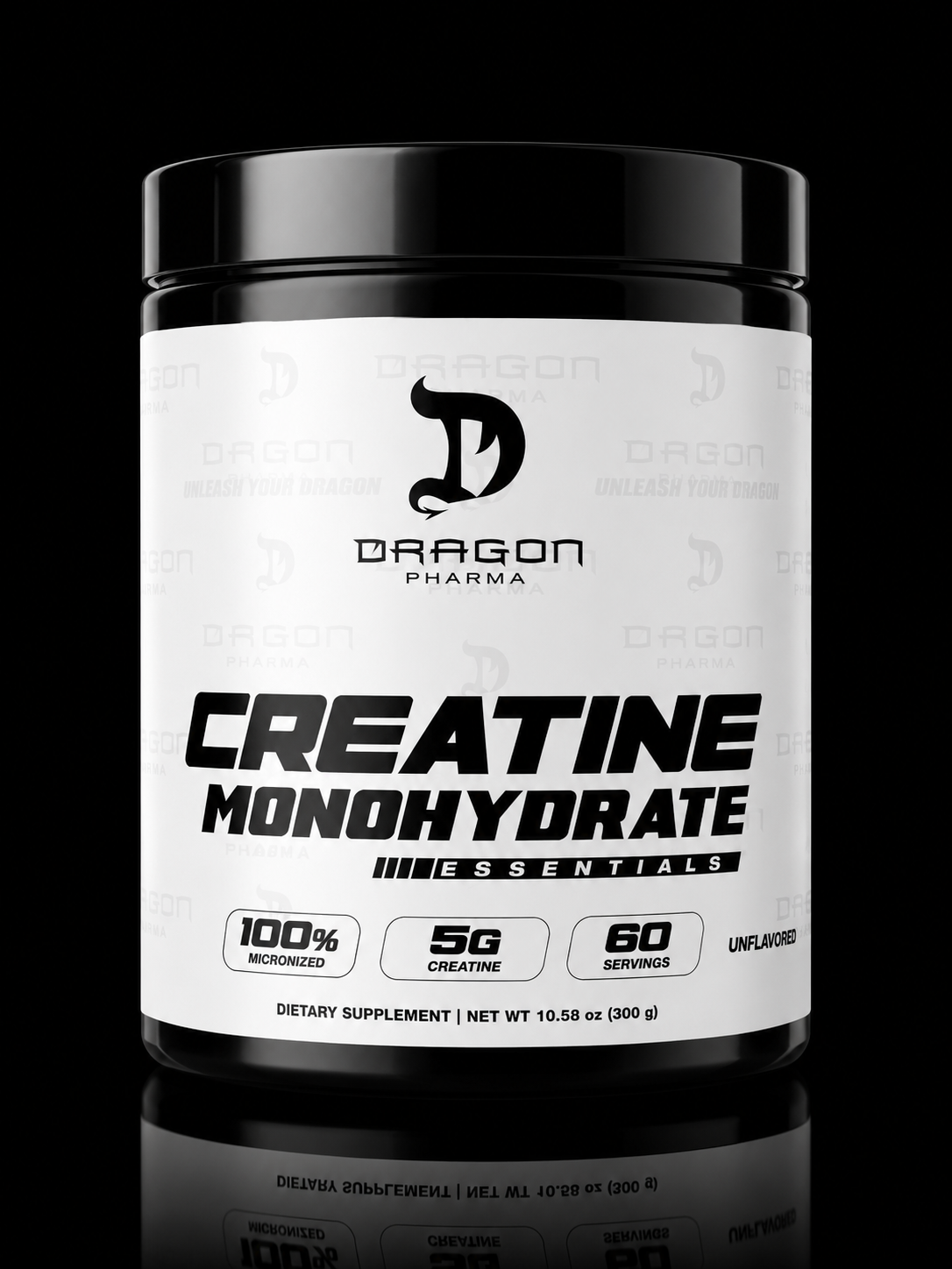 Dragon Pharma Creatina Monohidratada – 300 g | 60 Servicios | Sin Sabor
